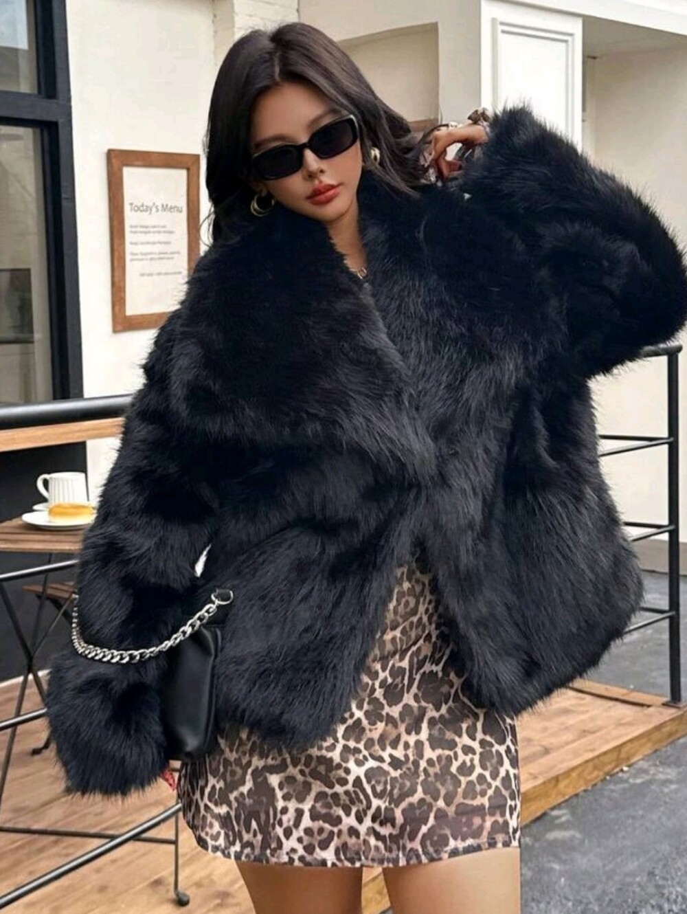 Autumn/Winter New Thick Faux Fur Collar Faux Fur Lined Mid-Length Fashion - Picture 4 of 10